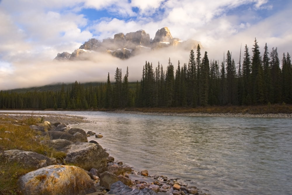 Mountain Landscape Banff National Park Alberta Canada Canvas Art - Philippe Widling Design Pics (17 x 11)