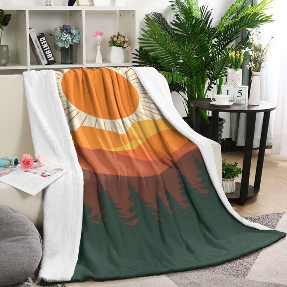 Mountain Landscape Blanket,Comfortable Soft Flannel Throw Blanket,All Season,Warm Lightweight Blankets for Sofa Bed Couch Living Room Chair,60"x80"(150x200cm)