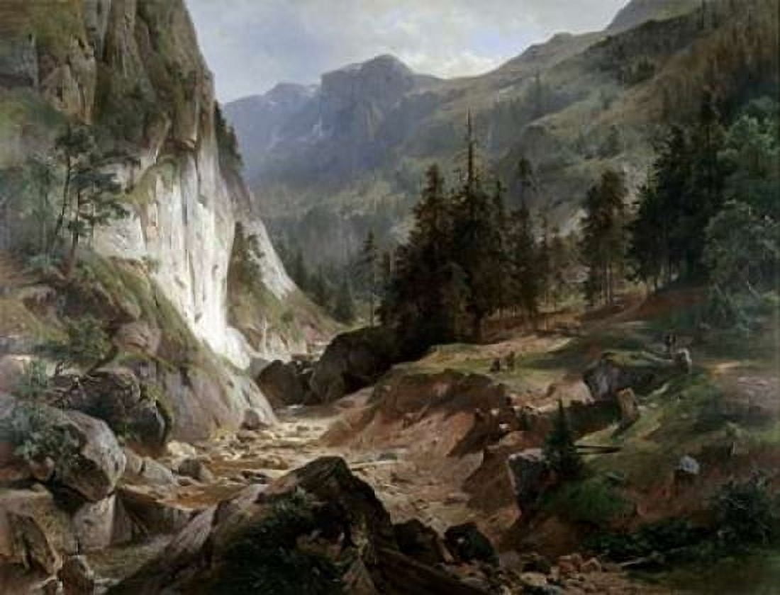 Mountain Landscape Canvas Art - Herman Fueschel (22 x 28)