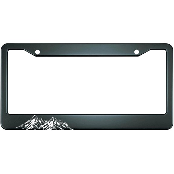Mountain Landscape License Plate Frame Mountains Hand Drawing Rocky Peaks Metal License Plate Cover Front Plates Frames Car Tag Frame for Women Men US Vehicles Standard
