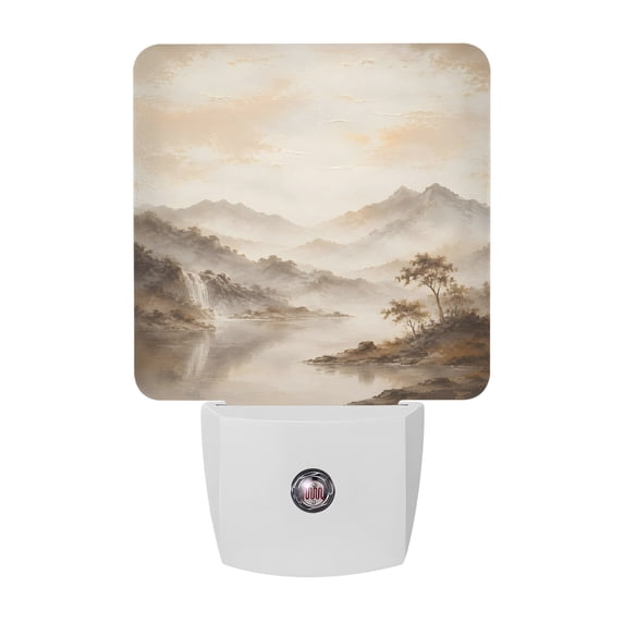 Tree Led Night Light Mountain Landscape Night Lights Plug Into Wall, LED Dusk to Dawn Sensor ...