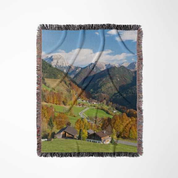 Mountain Landscape Of Berchtesgadener Land, Bavaria, Germany. , Woven Blanket