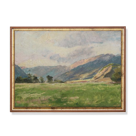 Mountain Landscape Pastoral Alpine Valley Rustic Landscape Wall Art Decor Unframed Paper Print