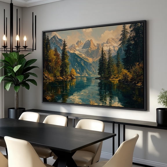 Mountain Landscape Poster, Serene Lake View, Calm Forest Scenery, Nature Wall Art, Wilderness Wall Decor, For Him, Unframed Poster Size 24x36