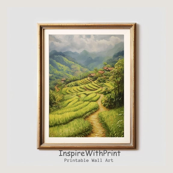 Mountain Landscape Print, Vietnam Rice Field Wall Art Printable Esthetic Nature Scenery, Vietnam Travel Poster Print, Adventure Print, Size 12x18 UNFFRAMED F03.1.5l1426