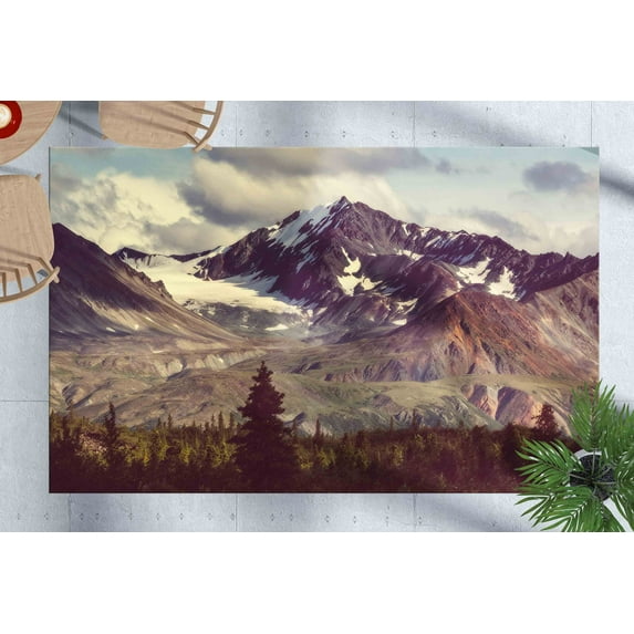 Mountain Landscape Rug, Area Rug, Winter Landscape Rug, Snowy Mountain Landscape Rug, Landscape Rug, Personalizeds Rug, Car Mat Rug, 2.6'x5' - 80x150 cm