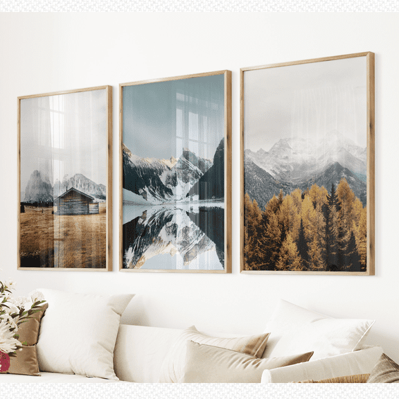 Mountain Landscape Rustic Nordic Poster Set, Poster Only