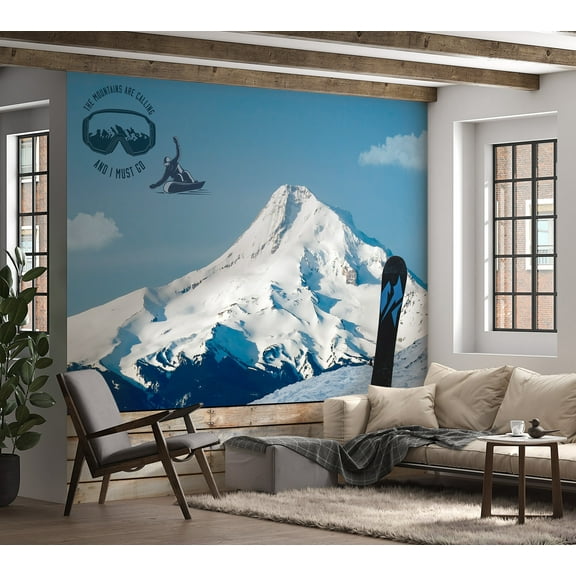Mountain Landscape Non-pasted Wallpaper Wall Mural - Snowboarding