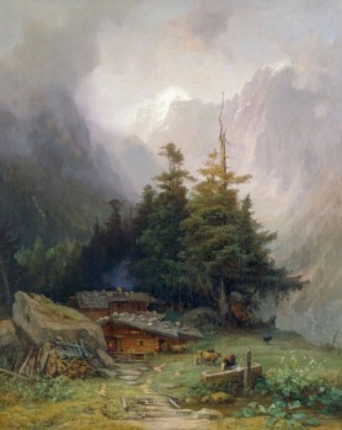 Mountain Landscape by Eduard I Schleich oil painting (1812-1874) Canvas Art - Eduard I Schleich (18 x 24)