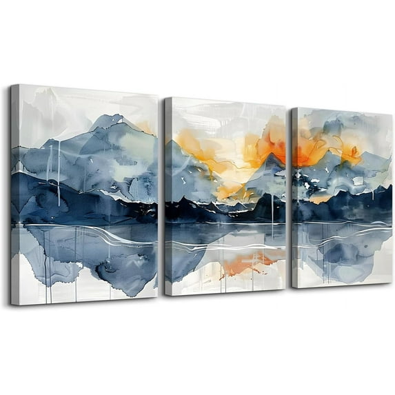 Mountain Landscapes Wall Paintings Artwork Abstract Wall Decor for Bedroom Living Room Wall Art Office Decoration Bathroom Wall Pictures Modern Aesthetic Home Decor Ready to Hang 3 Piece
