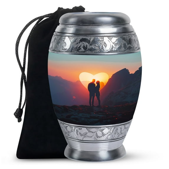 Mountain Large Cremation Decorative Urn, Splendor Of Aurora Borealis Northern Lights Urn, Urns For Human Ashes Adult Man, Memorial Urn, Urn For Ashes For Women, Cremation Urns, 10 Inch