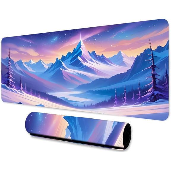 Mountain Large Mouse Pad 31.5x11.8 Inches Cartoon Magic Starry Sky Snow Mountain Forest Pattern Printed Game Mouse Pad for Home Studio Keyboard Table Mat BDHYMN205