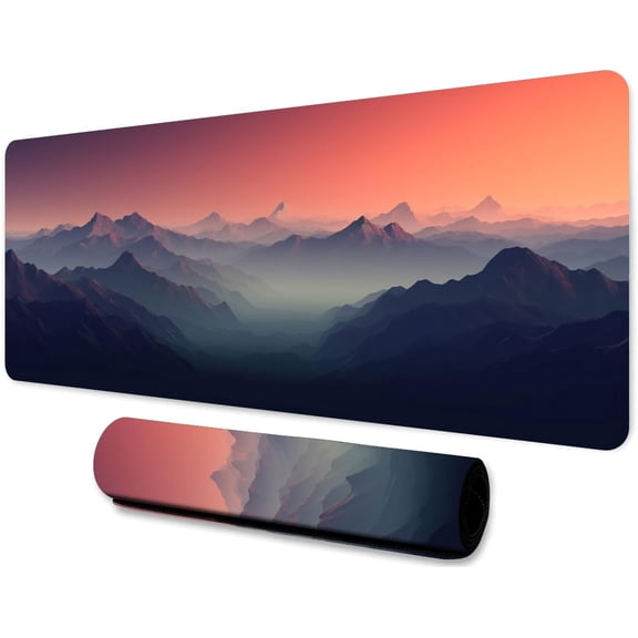 Mountain Large Mouse Pad 31.5x11.8 Inches Natural Wonders Misty Clouds Sunset Dusk Pattern Printed Mouse Pad for Home Studio Keyboard Table Mat BDHYMN273