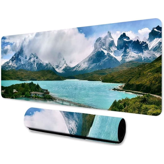 Mountain Large Mouse Pad 31.5x11.8 Inches Nature Mountains Plants Forests Lakes Printed Game Mouse Pad,Extended Gaming Mouse Pad for Home Office Desktop BDXTMN244