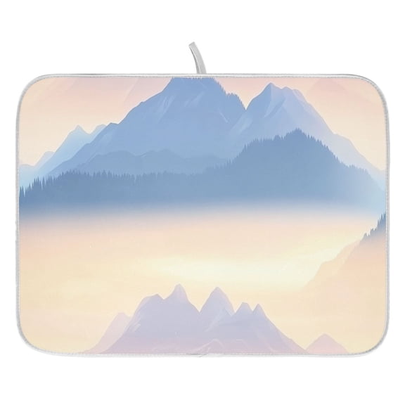 Mountain Layers at Dawn Dish Drying Mat for Kitchen, Quick Drying Absorbent Soft Durable 16" x 18"