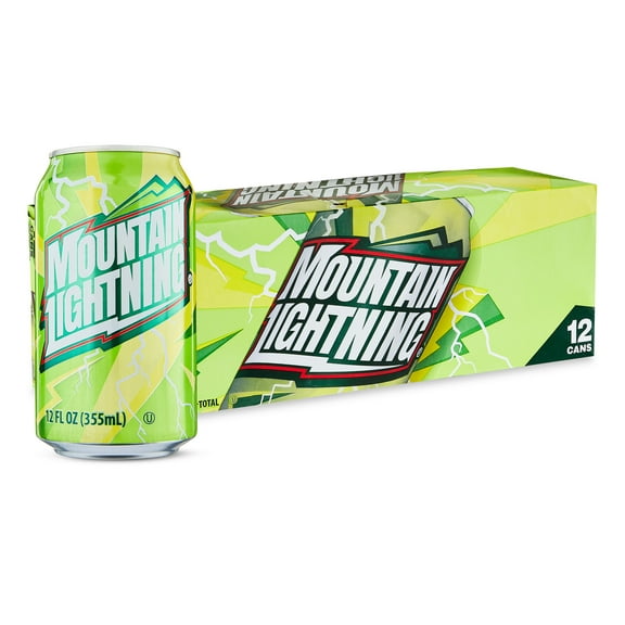Mountain Lightning Citrus Flavored Soda Pop, 12 fl oz, 12 Pack Cans (1pk)