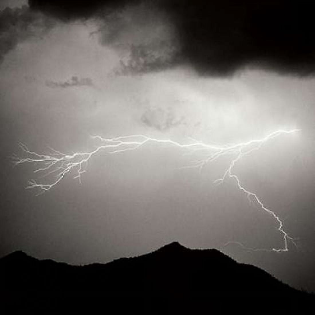 Mountain Lightning Sq BW Canvas Art - Douglas Taylor (24 x 24)