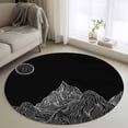 thumbnail image 1 of Mountain Line Round Rug 3.3ft Washable Circle Entryway Rugs Non Slip Minimalist Abstract Landscape Art Sun Black Area Rug Indoor Floor Carpet for Bedroom Kitchen Living Room Home Office Dining Room, 1 of 7
