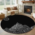 thumbnail image 1 of Mountain Line Round Rug 6ft Washable Circle Kitchen Rugs Non Slip Minimalist Abstract Landscape Art Sun Black Large Area Rug Indoor Floor Carpet for Bedroom Living Room Home Office Dining Room, 1 of 7