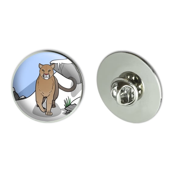Mountain Lion Cougar Puma Panther Snow Metal 1.1" Tie Tack Hat Lapel Pin Pinback
