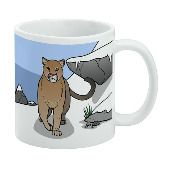 Mountain Lion Cougar Puma Panther Snow White Mug