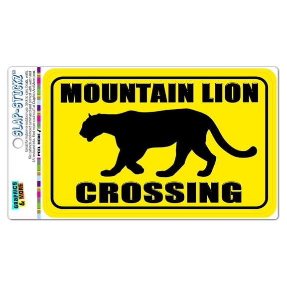 Mountain Lion Crossing SLAP-STICKZ(TM) Automotive Car Window Locker Bumper Sticker