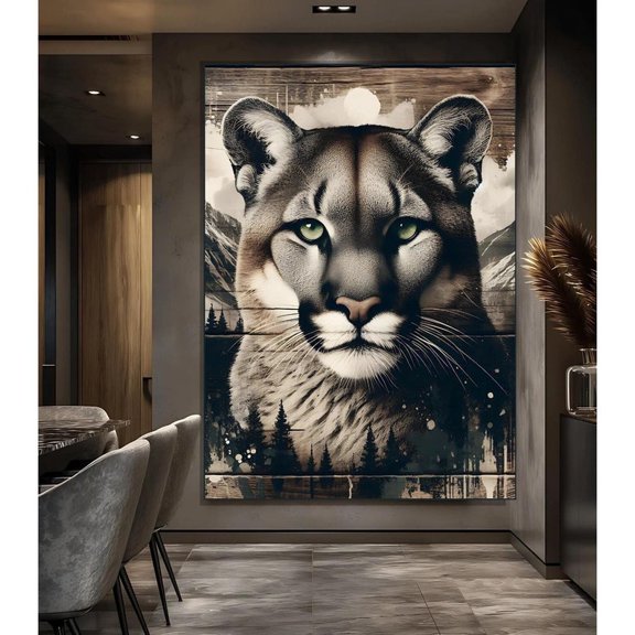 Mountain Lion Portrait Poster – Wildlife Wall Art – 12x18 – UNFRAMED