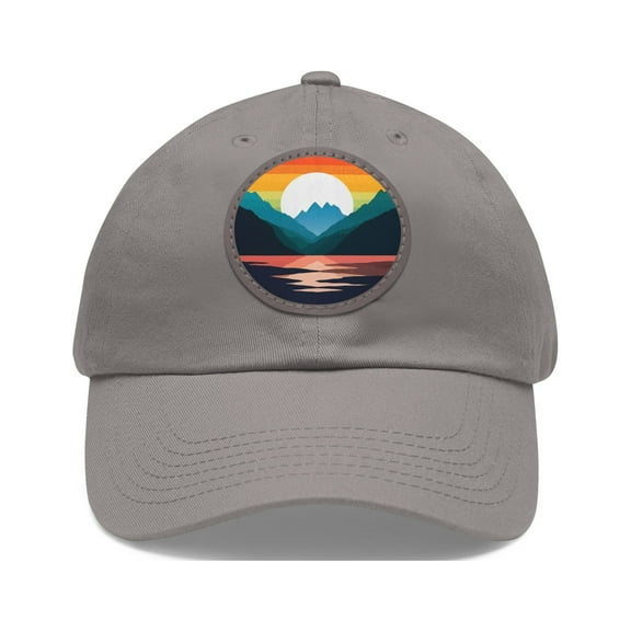 Mountain Logo Dad Hat Strap Back Circle Round Patch Adjustable Outdoor