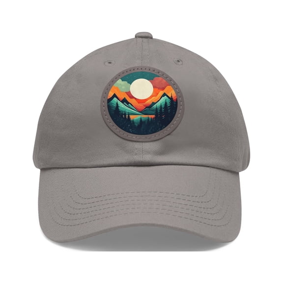 Mountain Logo Dad Hat Strap Back Circle Round Patch Adjustable Retro Colors
