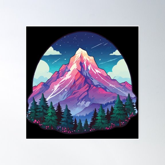 Mountain Magic Poster Wall Art, Modern Wall Decor, 30x30 UNFRAMED