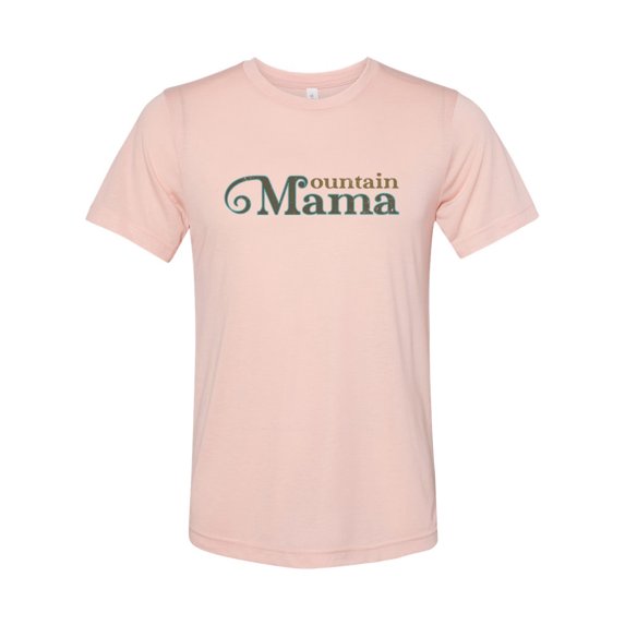 "Mountain Mama, Mountain Mom Shirt, Soft Bella Canvas, Unisex Fit, Mountain Shirt, Gift For Her, Mom Shirt, Mountain Lover, Mountain Clothes, Peach, LARGE"