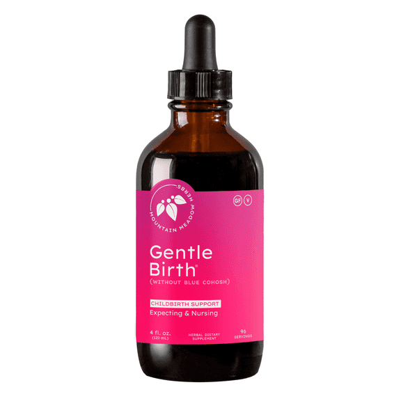 Mountain Meadow Herbs Gentle Birth for Birth Prep/Labor Prep, Fast Acting Liquid Herbal Extract for Childbirth Support w/o Blue Cohosh- 4oz
