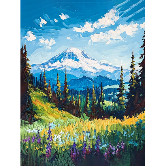 Mountain Meadow Landscape Canvas Art Print Perfect for Living Room Bedroom Office Hallway and Bathroom Decoration