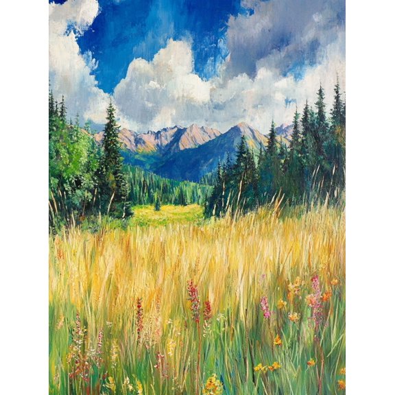 Mountain Meadow Landscape Canvas Print/Wall Art Perfect for Living Room Bedroom Office Farmhouse and Gallery Wall Decor.