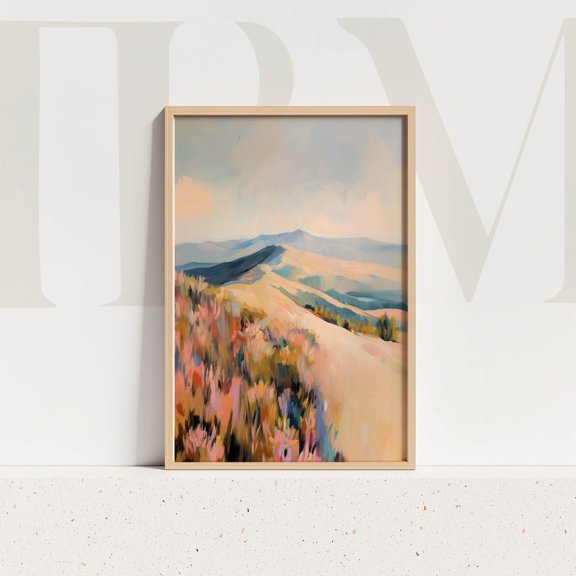 Mountain Meadow Wall Art Colorful Landscape Wildflower Artwork Rustic Nature Inspired Decor Home Decor #487, Unframed Poster Size 8x12