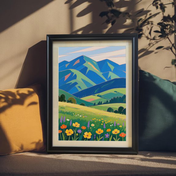 Mountain Meadow Wildflower Landscape Wall Decor