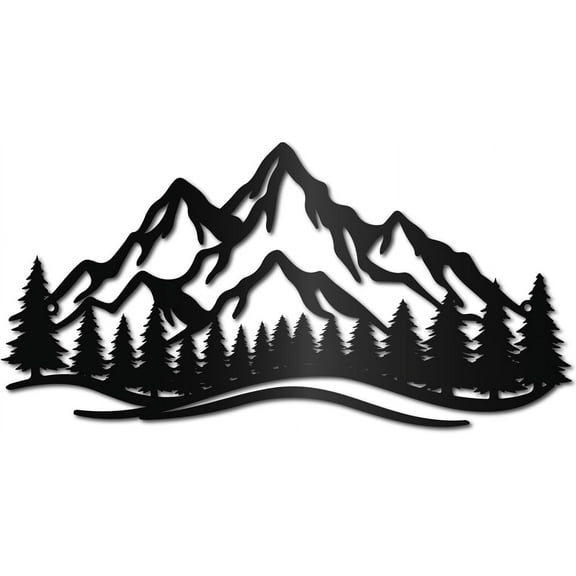 Mountain Metal Wall Art Forest Metal Wall Decor Rustic Wall Sculpture Hanging Mountain Home Decor Sign Black Tree Hollow Out Ornament for Living Room Bedroom Indoor Outdoor 15.7 x 8Inch
