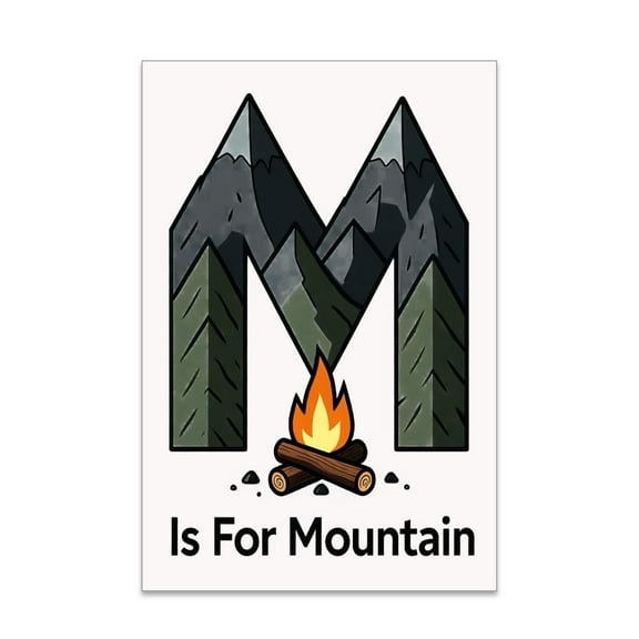 Mountain Monogram Poster - Wall Decor for Cabin