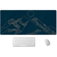 thumbnail image 1 of Mountain & Moon Landscape Blue Desk Mat, Extended Gaming Mouse Pad 35.5x15.7 in, Large Non-Slip Rubber Base Mousepad with Stitched Edges, Waterproof Keyboard Mouse Mat Desk Pad for Office, Home, 1 of 6