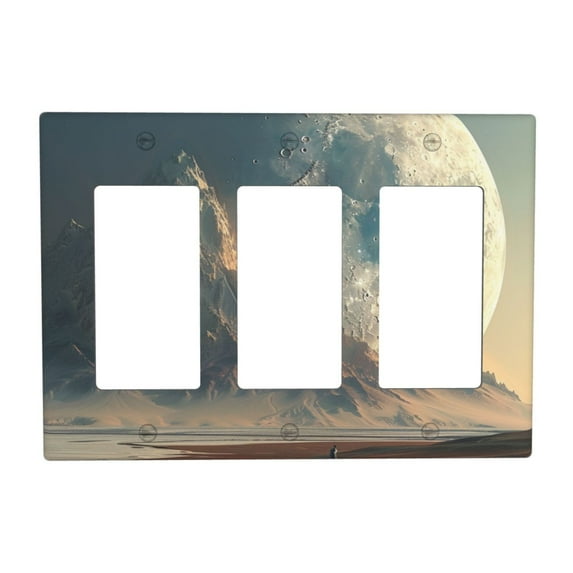 Mountain Moon Switch Cover Decorative Wall Plate 3-Gang Standard Size