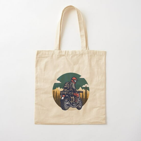 Mountain Motorcycle Cotton Tote Bag Canvas Tote Bag, Family Gift For Mother, Her