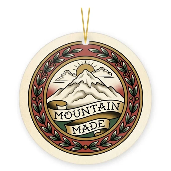 Mountain Native Gift Ornament For Hikers And Outdoorsy Friends 2D FLAT CIRCLE Ceramic Ornament