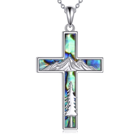 Mountain Necklace 925 Sterling Silver Mountain Cross Pendant Mountain Jewelry Gifts for Women