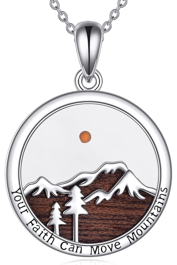 Mountain Necklace 925 Sterling Silver Mountain Hiking Pendant Necklace Hiking Jewelry Gifts for Hiker Women