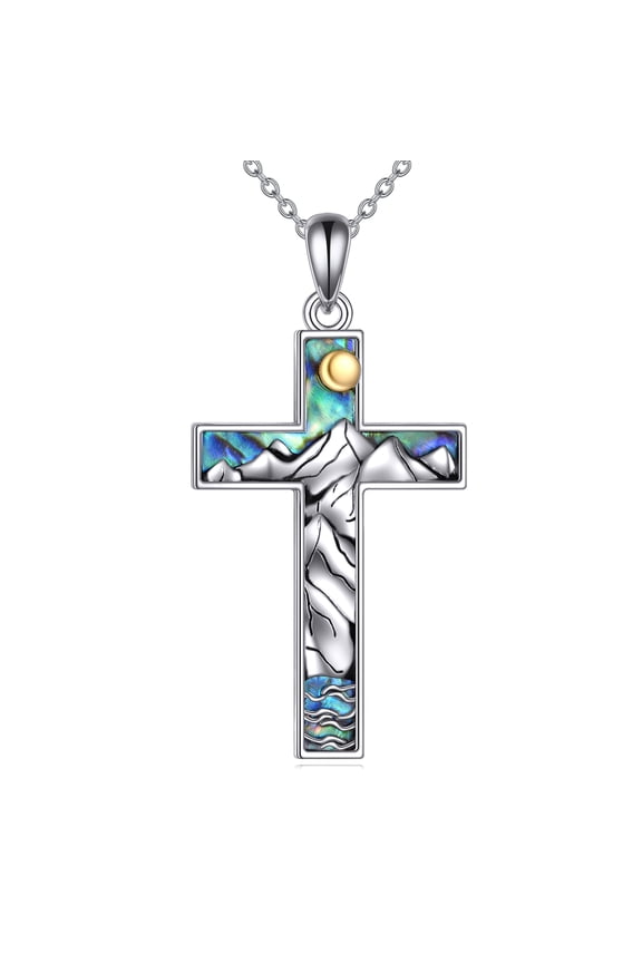 Mountain Necklace for Women Sterling Silver Cross Pendant Necklace