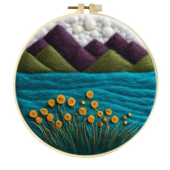 Mountain Needle Felting Set, Beginner Felt Painting Set, With Wool Felt Painting Set, Decorative Frame, Suitable for Home Decoration