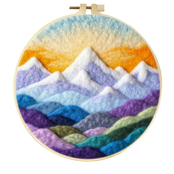 Mountain Needle Felting Set, Beginner Felt Painting Set, With Wool Felt Painting Set, Decorative Frame, Suitable for Home Decoration
