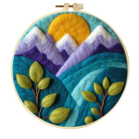 Mountain Needle Felting Set, Beginner Felt Painting Set, With Wool Felt Painting Set, Decorative Frame, Suitable for Home Decoration