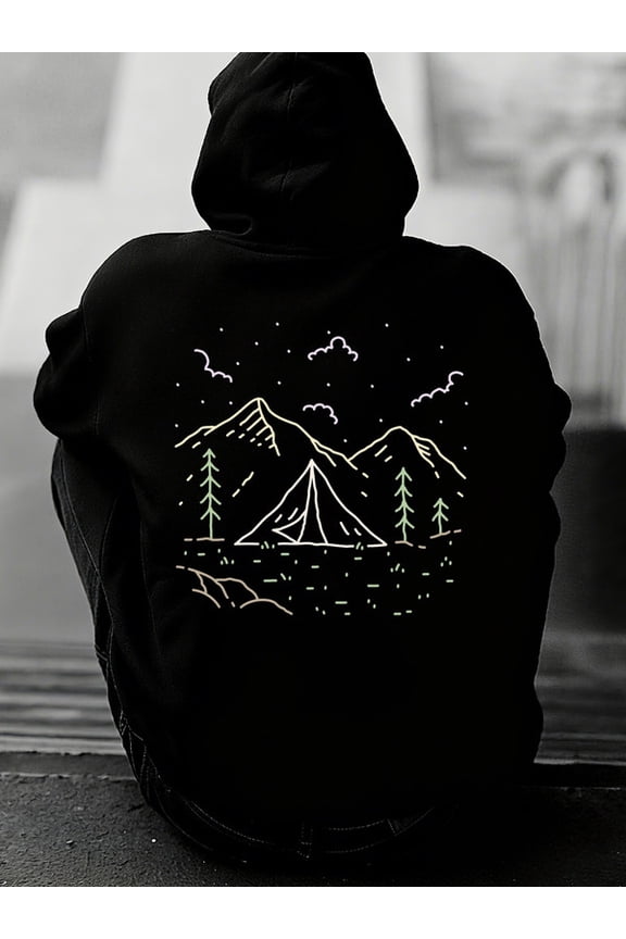 Mountain Night hoodies & sweatshirt Camping for men funny hoodies black Comfy Loose Drawstring Trendy Hooded Pullover,Clothing For Autumn Winter gift beer guys Casual Unisex hoodie