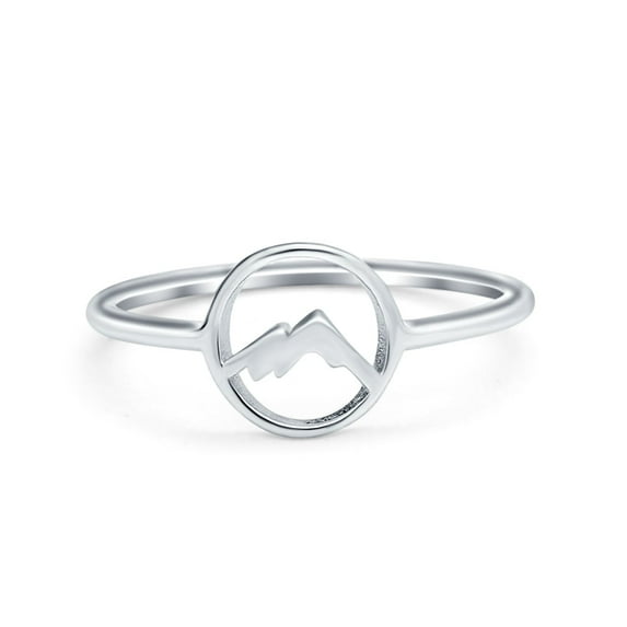 Mountain Open Circle Design Ring 925 Sterling Silver Size 6
